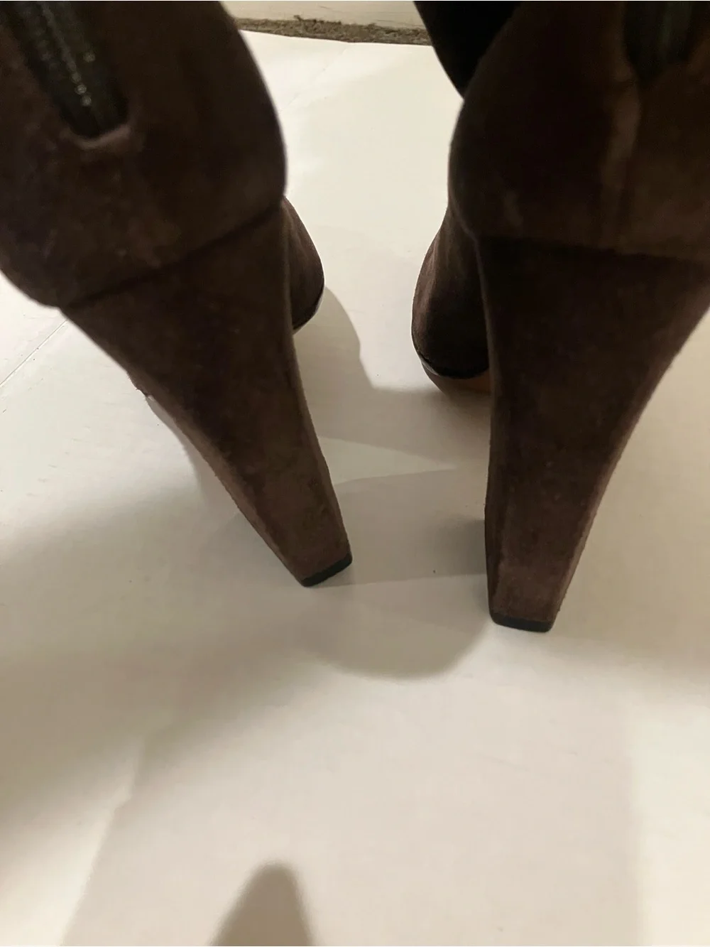 Alaia authentic Dark Brown Suede Over-the-Knee Fringe Boots